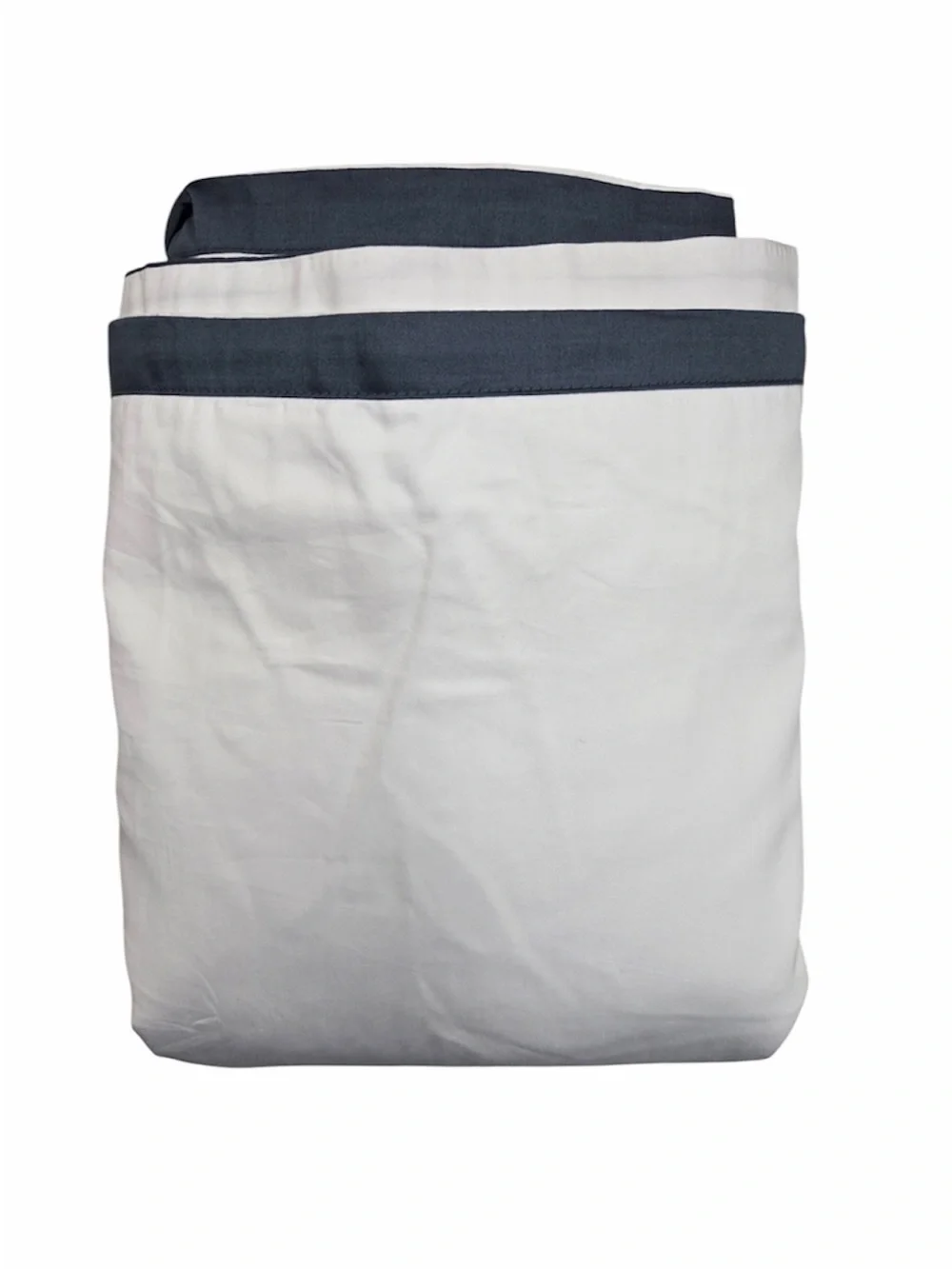 NWT QUINCE Organic Sateen Cotton Border Duvet Cover Full/Queen White Navy 8604